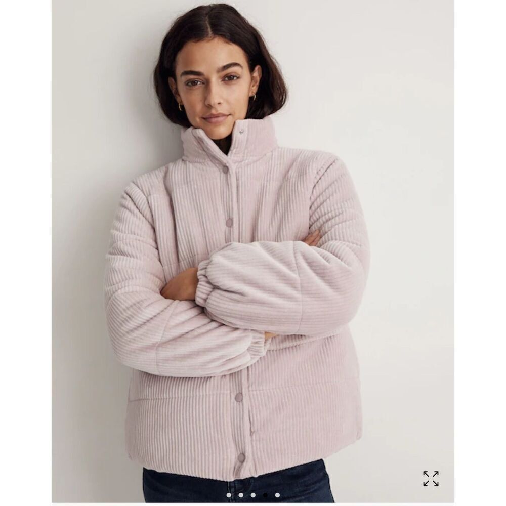 Madewell pink Wyman Quilted Corduroy puffer jacket L